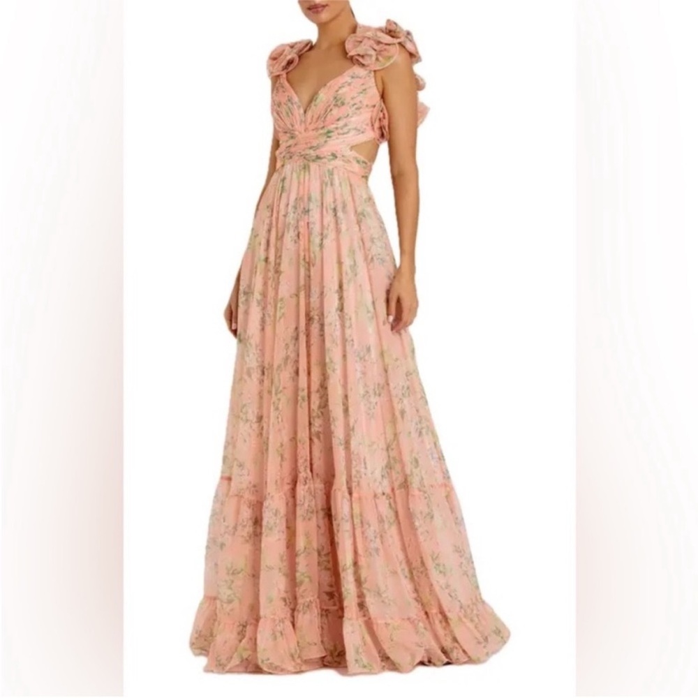Mac Duggal - RUFFLE TIERED FLORAL‎ CUT-OUT
CHIFFON GOWN size 4